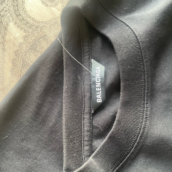 BALENCIAGA DEFILE LOGO PRINT LONG SLEEVE SHIRT BLACK OVERSIZED SZ S - Picture 5 of 7